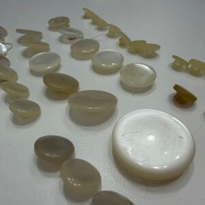 Vintage  White Ivory Shank Buttons ‎ Iridescent Sheen Lot Regencycore OS